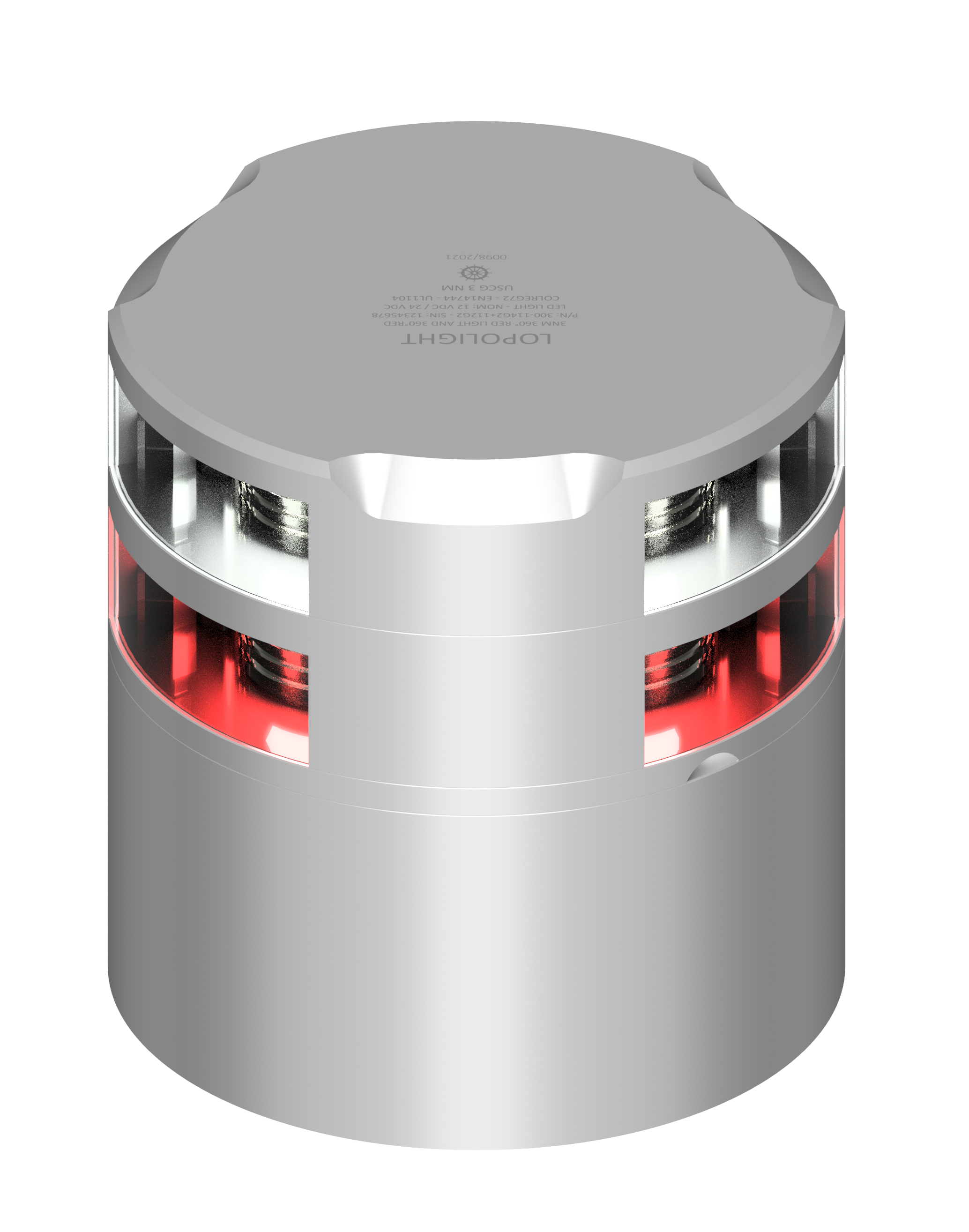 3nm 360° Red + 360° White, silver anodized 3nm 360° Red + 360° White, silver anodized